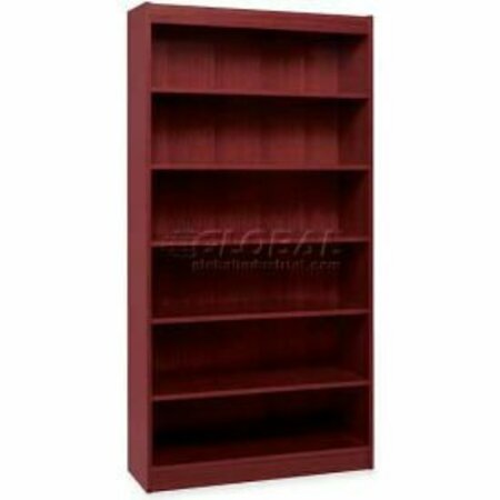 SP RICHARDS Lorell® 7-Shelf Panel End Hardwood Veneer Bookcase, 36"W x 12"D x 84"H, Mahogany LLR60075